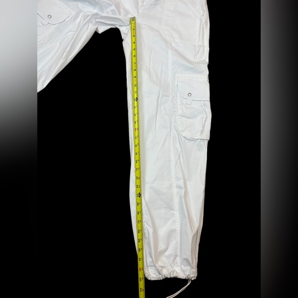 Garage Juniors White Cargo Pants Size 9 Drawstring Bottom Cotton Blend Stretch - Picture 6 of 8